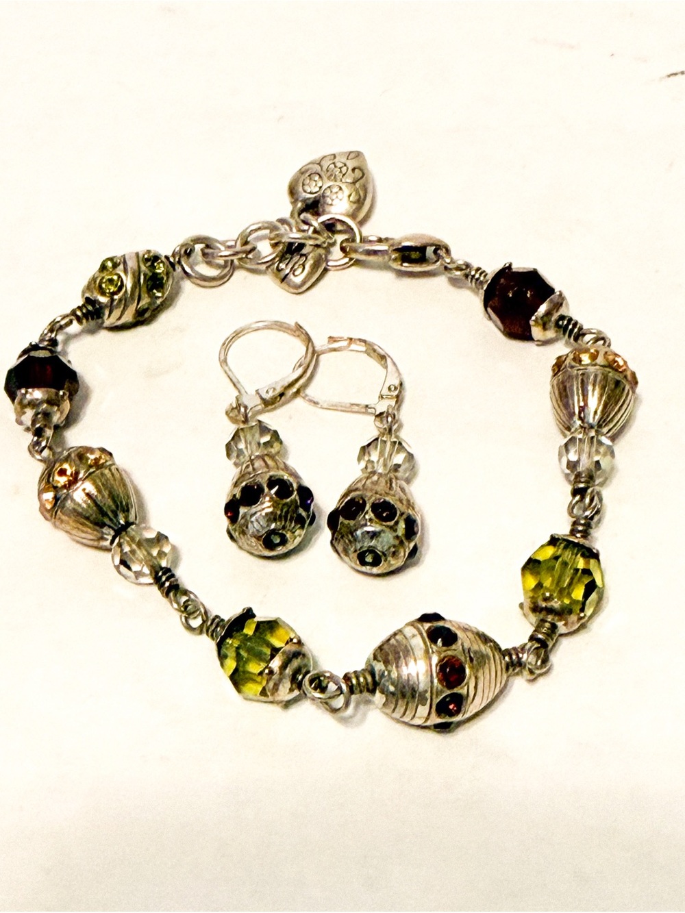 Brighton Jewel Fantasy Beaded Bracelet Multicolor Crystal 7–7.75” AND Earrings